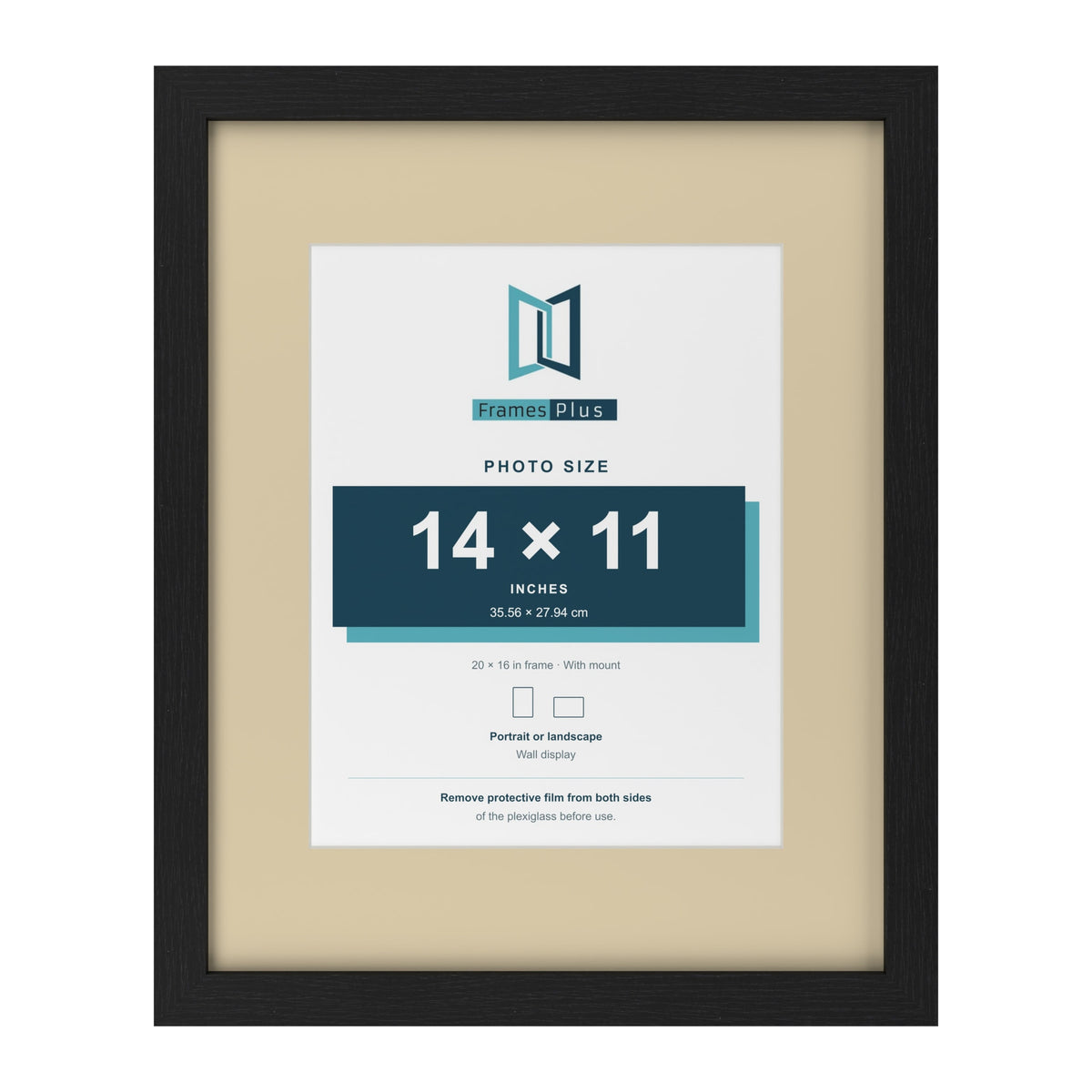 Black 20 x 16 inch picture frame with an ivory mount for a 14 x 11 inch photo