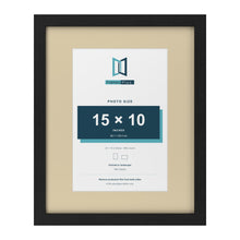 Black 20 x 16 inch picture frame with an ivory mount for a 15 x 10 inch photo
