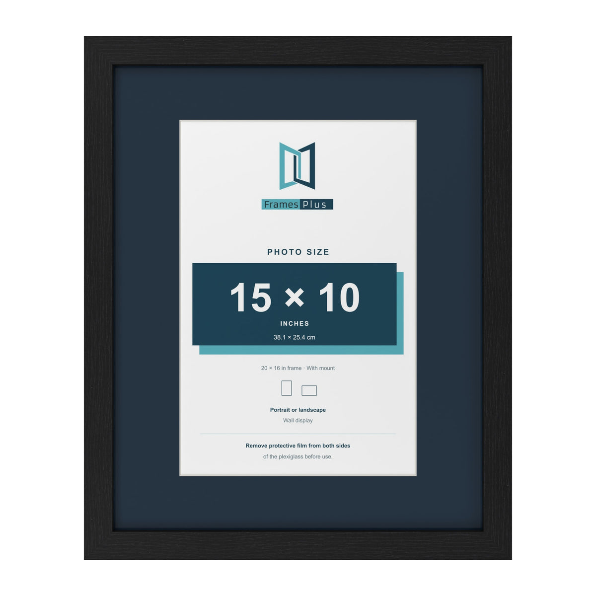 Black 20 x 16 inch picture frame with a Pacific Blue mount for a 15 x 10 inch photo