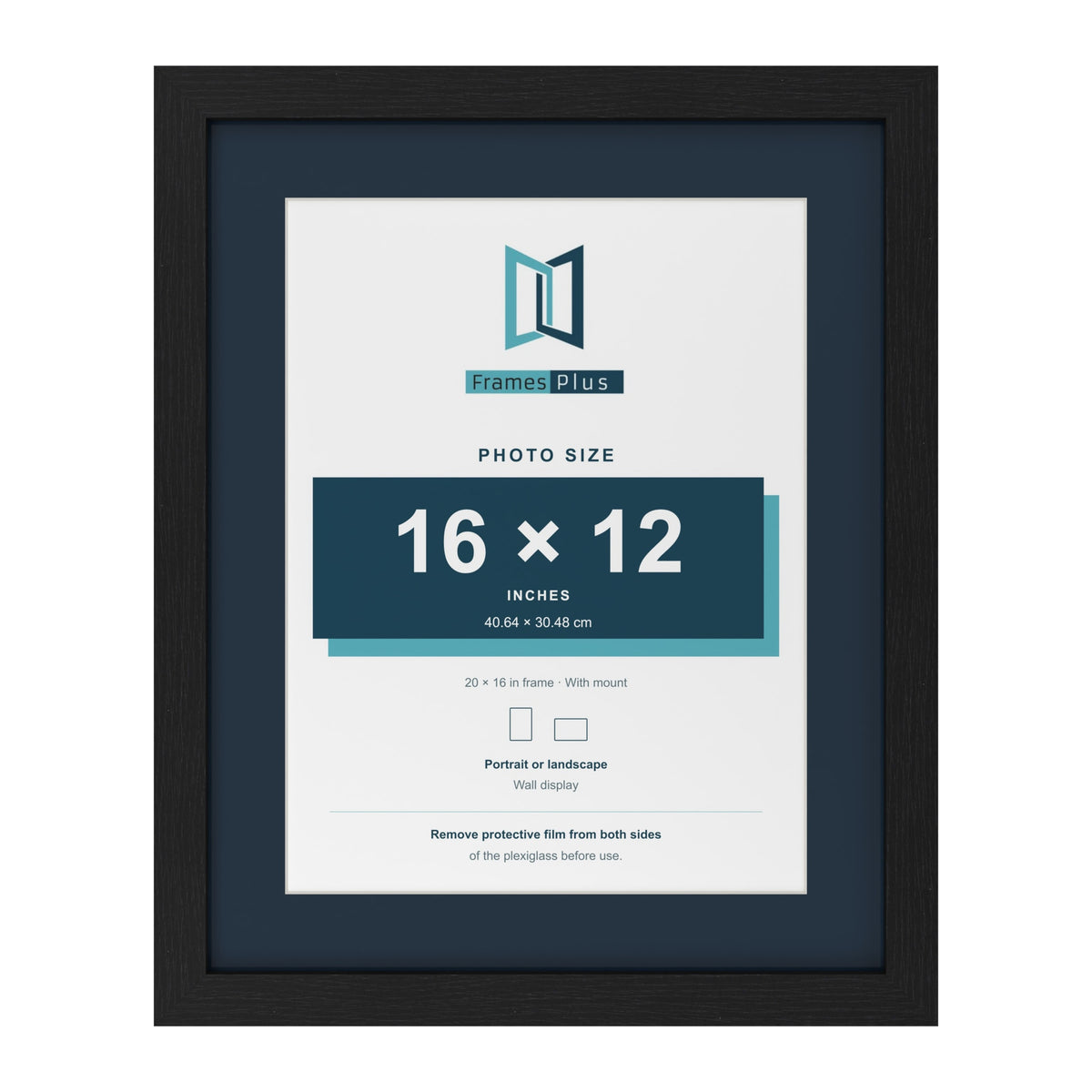 Black 20 x 16 inch picture frame with a Pacific Blue mount for a 16 x 12 inch photo