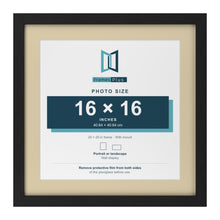 Black 20 x 20 inch picture frame with an ivory mount for a 16 x 16 inch photo
