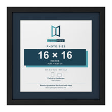 Black 20 x 20 inch picture frame with a Pacific Blue mount for a 16 x 16 inch photo