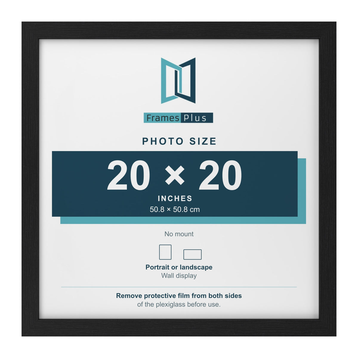 Black picture frame for a 20 x 20 inch photo