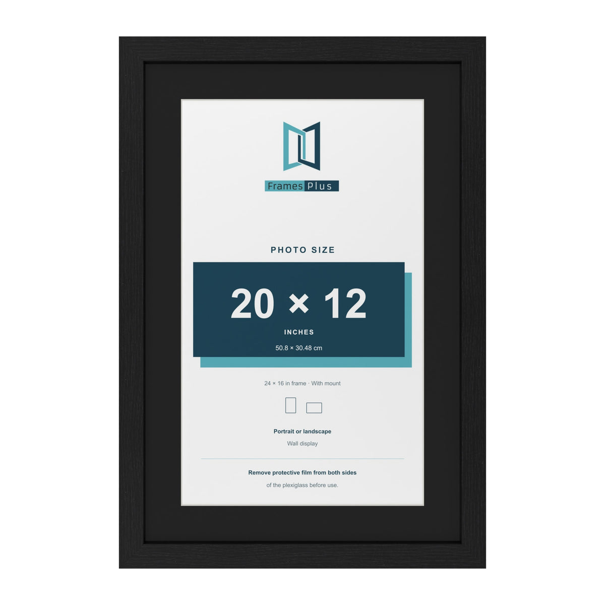 Black 24 x 16 inch picture frame with a black mount for a 20 x 12 inch photo