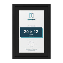 Black 24 x 16 inch picture frame with a black mount for a 20 x 12 inch photo