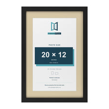 Black 24 x 16 inch picture frame with an ivory mount for a 20 x 12 inch photo