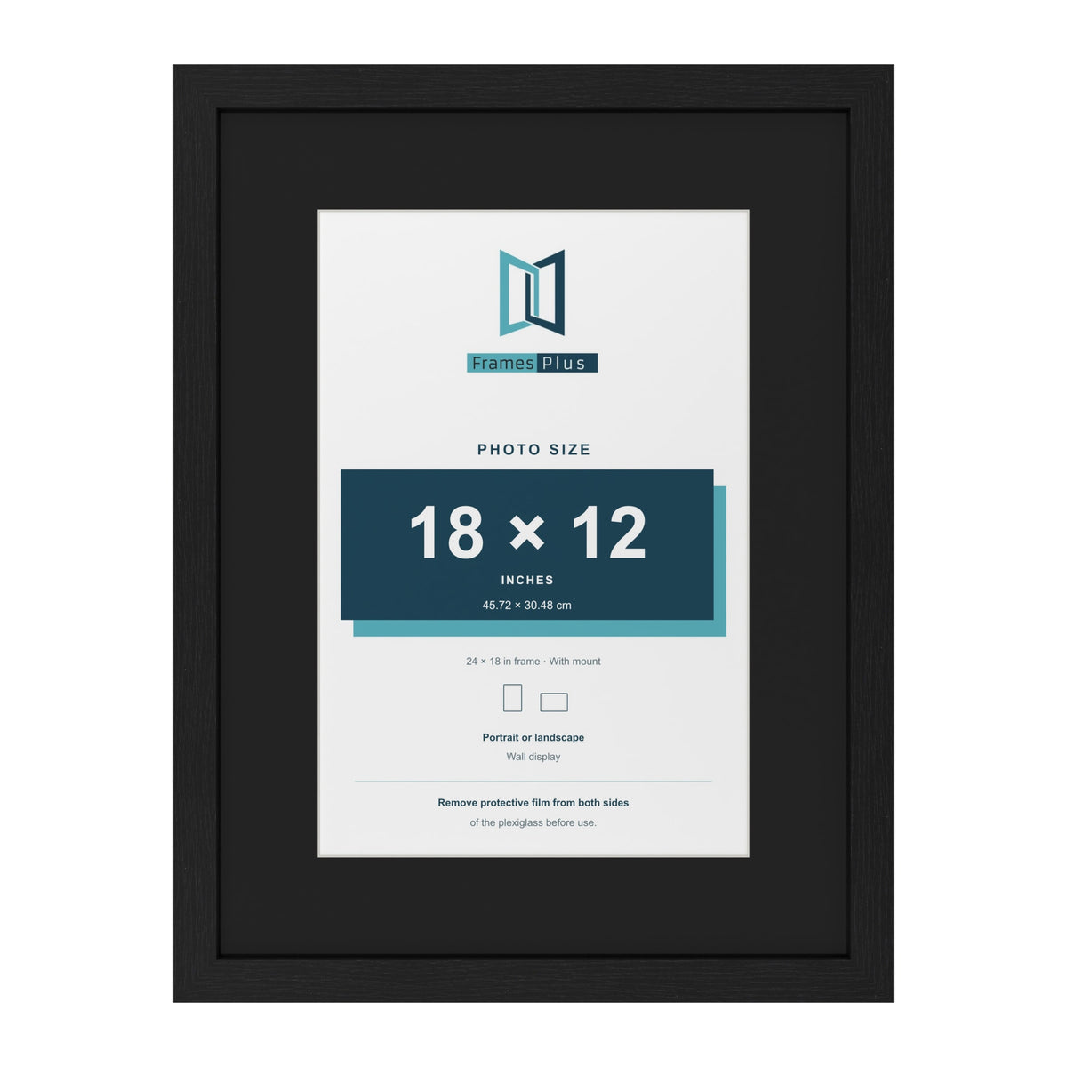Black 24 x 18 inch picture frame with a black mount for an 18 x 12 inch photo