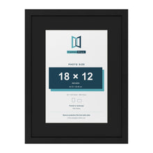 Black 24 x 18 inch picture frame with a black mount for an 18 x 12 inch photo