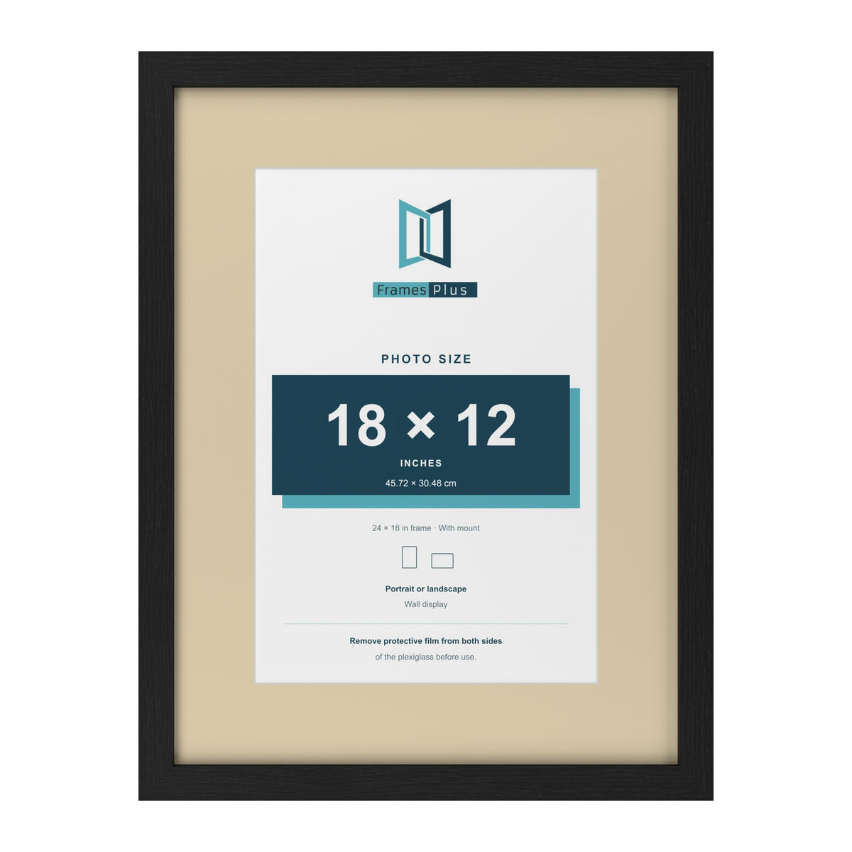 Black 24 x 18 inch picture frame with an ivory mount for an 18 x 12 inch photo