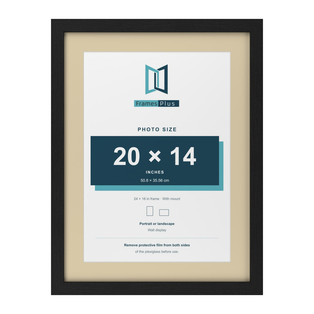 Black 24 x 18 inch picture frame with an ivory mount for a 20 x 14 inch photo