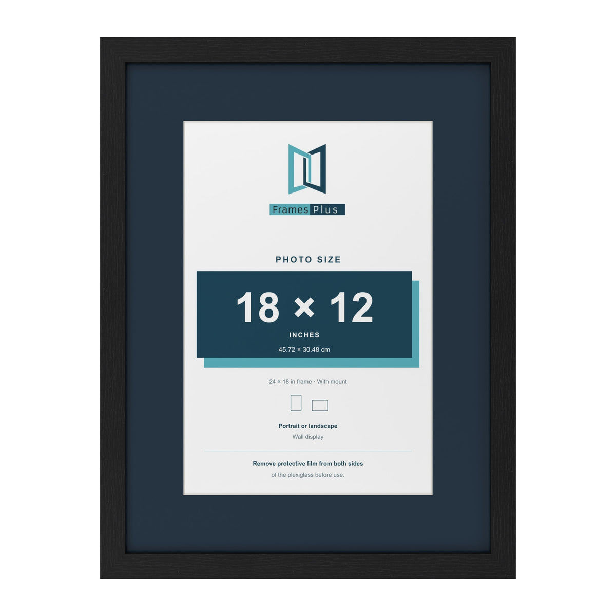 Black 24 x 18 inch picture frame with a Pacific Blue mount for an 18 x 12 inch photo