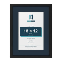 Black 24 x 18 inch picture frame with a Pacific Blue mount for an 18 x 12 inch photo