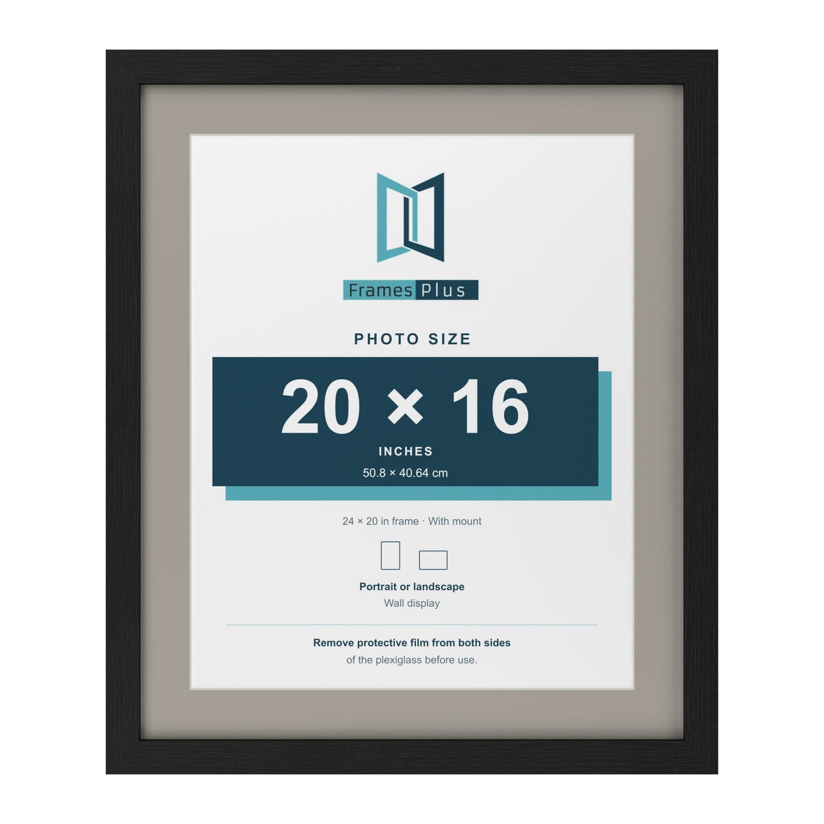 Black 24 x 20 inch picture frame with a Dawn Grey mount for a 20 x 16 inch photo