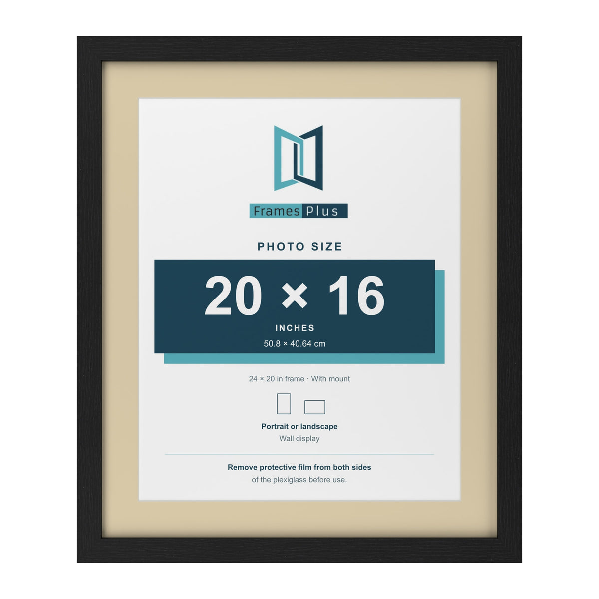 Black 24 x 20 inch picture frame with an ivory mount for a 20 x 16 inch photo