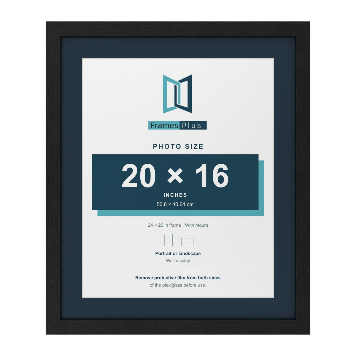 Black 24 x 20 inch picture frame with a Pacific Blue mount for a 20 x 16 inch photo