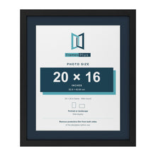 Black 24 x 20 inch picture frame with a Pacific Blue mount for a 20 x 16 inch photo