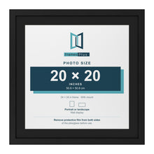 Black 24 x 24 inch picture frame with a black mount for a 20 x 20 inch photo