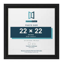 Black 24 x 24 inch picture frame with a black mount for a 22 x 22 inch photo