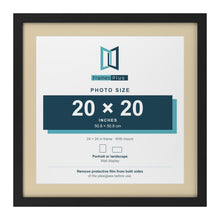 Black 24 x 24 inch picture frame with an ivory mount for a 20 x 20 inch photo