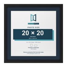 Black 24 x 24 inch picture frame with a Pacific Blue mount for a 20 x 20 inch photo