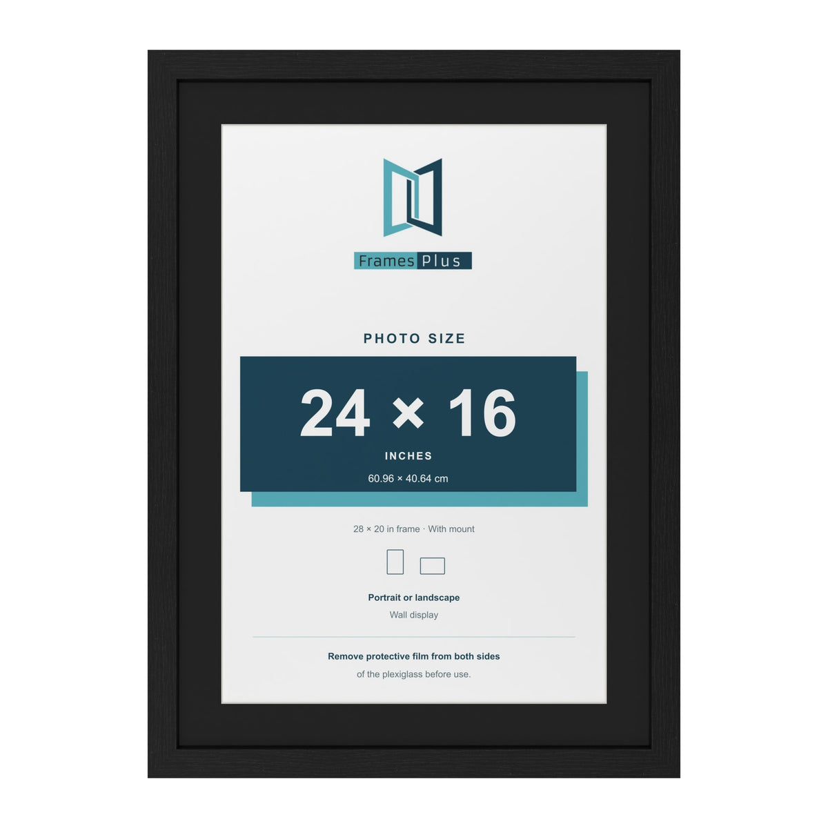 Black 28 x 20 inch picture frame with a black mount for a 24 x 16 inch photo