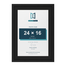 Black 28 x 20 inch picture frame with a black mount for a 24 x 16 inch photo