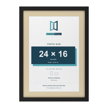 Black 28 x 20 inch picture frame with an ivory mount for a 24 x 16 inch photo