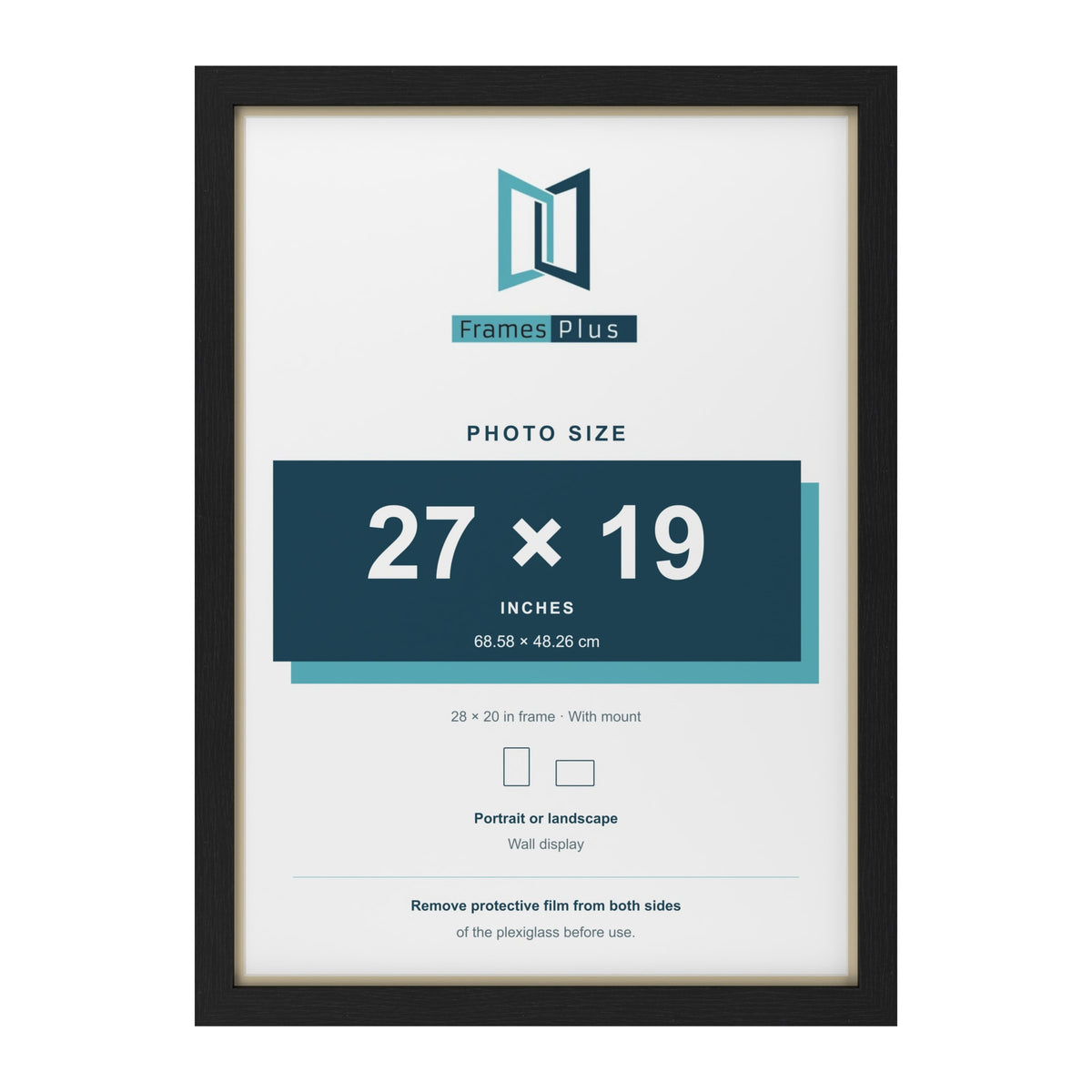 Black 28 x 20 inch picture frame with an ivory mount for a 27 x 19 inch photo