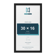 Black picture frame for a 30 x 16 inch photo