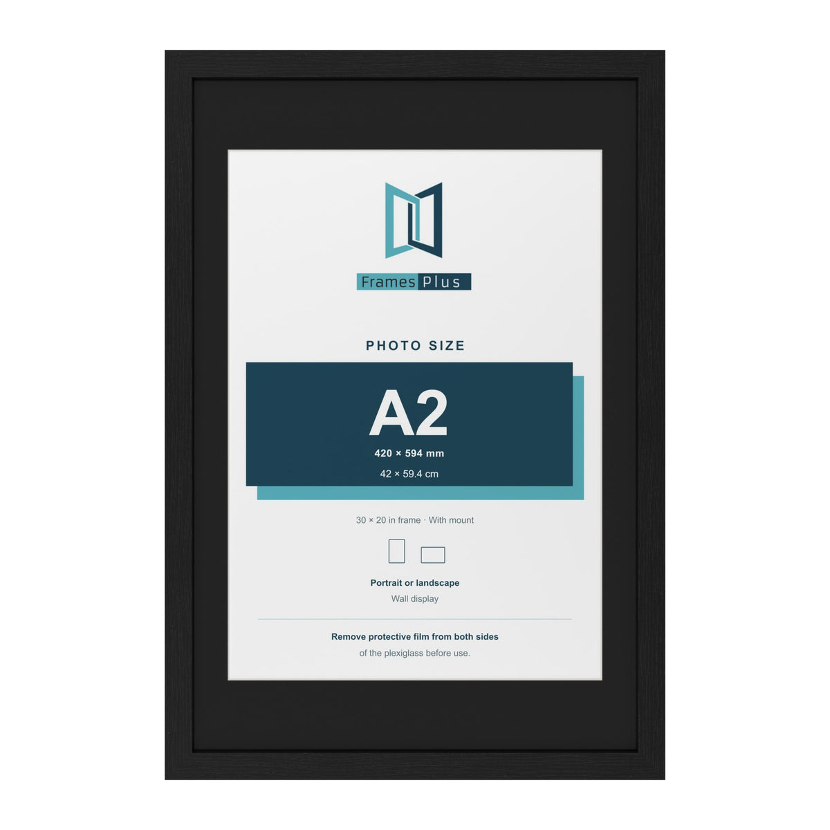 Black 30 x 20 inch picture frame with a black mount for an A2 photo
