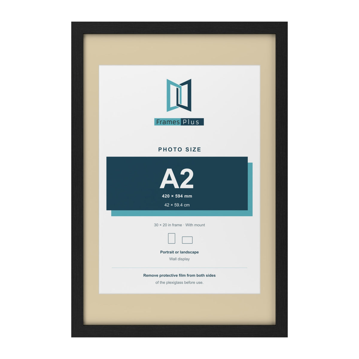Black 30 x 20 inch picture frame with an ivory mount for an A2 photo