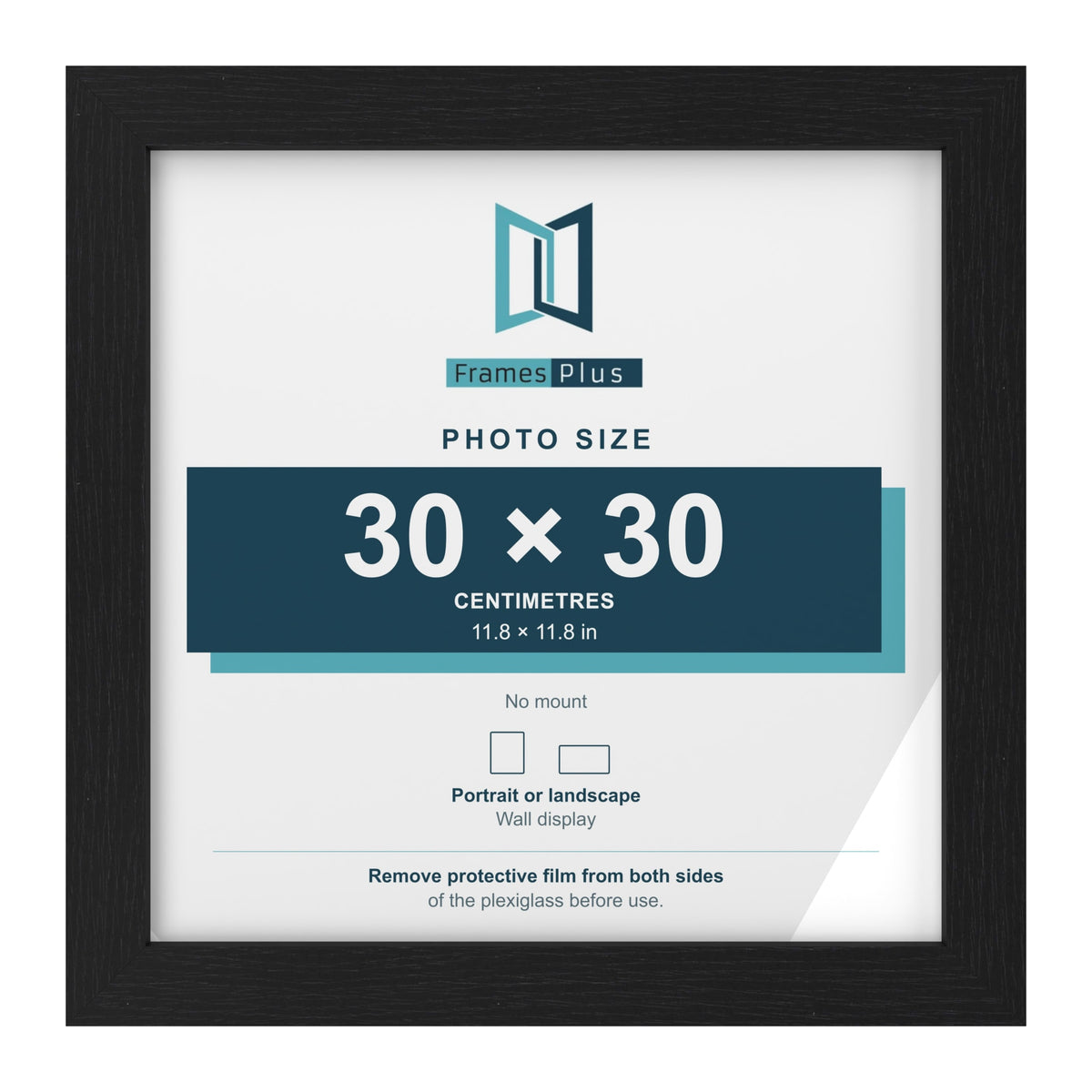 Black picture frame for a 30 x 30 cm photo
