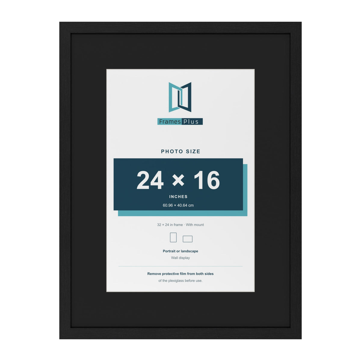 Black 32 x 24 inch picture frame with a black mount for a 24 x 16 inch photo
