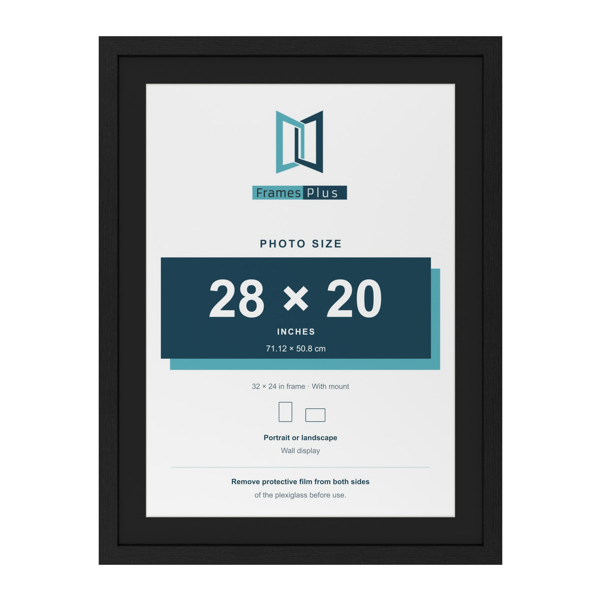 Black 32 x 24 inch picture frame with a black mount for a 28 x 20 inch photo