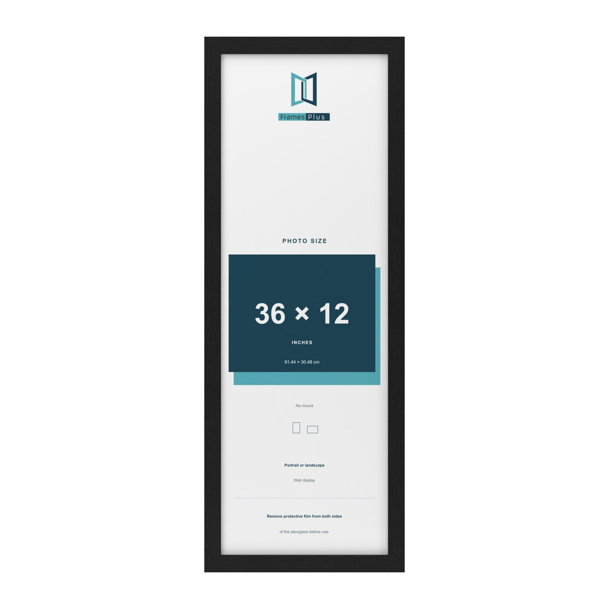 Black picture frame for a 36 x 12 inch photo