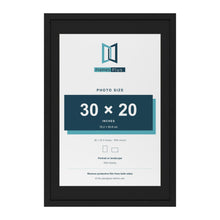 Black 36 x 24 inch picture frame with a black mount for a 30 x 20 inch photo