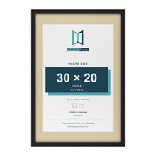 Black 36 x 24 inch picture frame with an ivory mount for a 30 x 20 inch photo