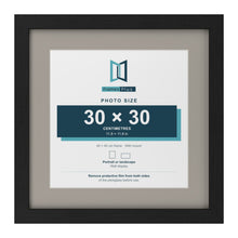 Black 40 x 40 cm picture frame with a Dawn Grey mount for a 30 x 30 cm photo