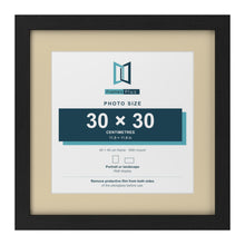 Black 40 x 40 cm picture frame with an ivory mount for a 30 x 30 cm photo