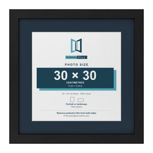 Black 40 x 40 cm picture frame with a Pacific Blue mount for a 30 x 30 cm photo