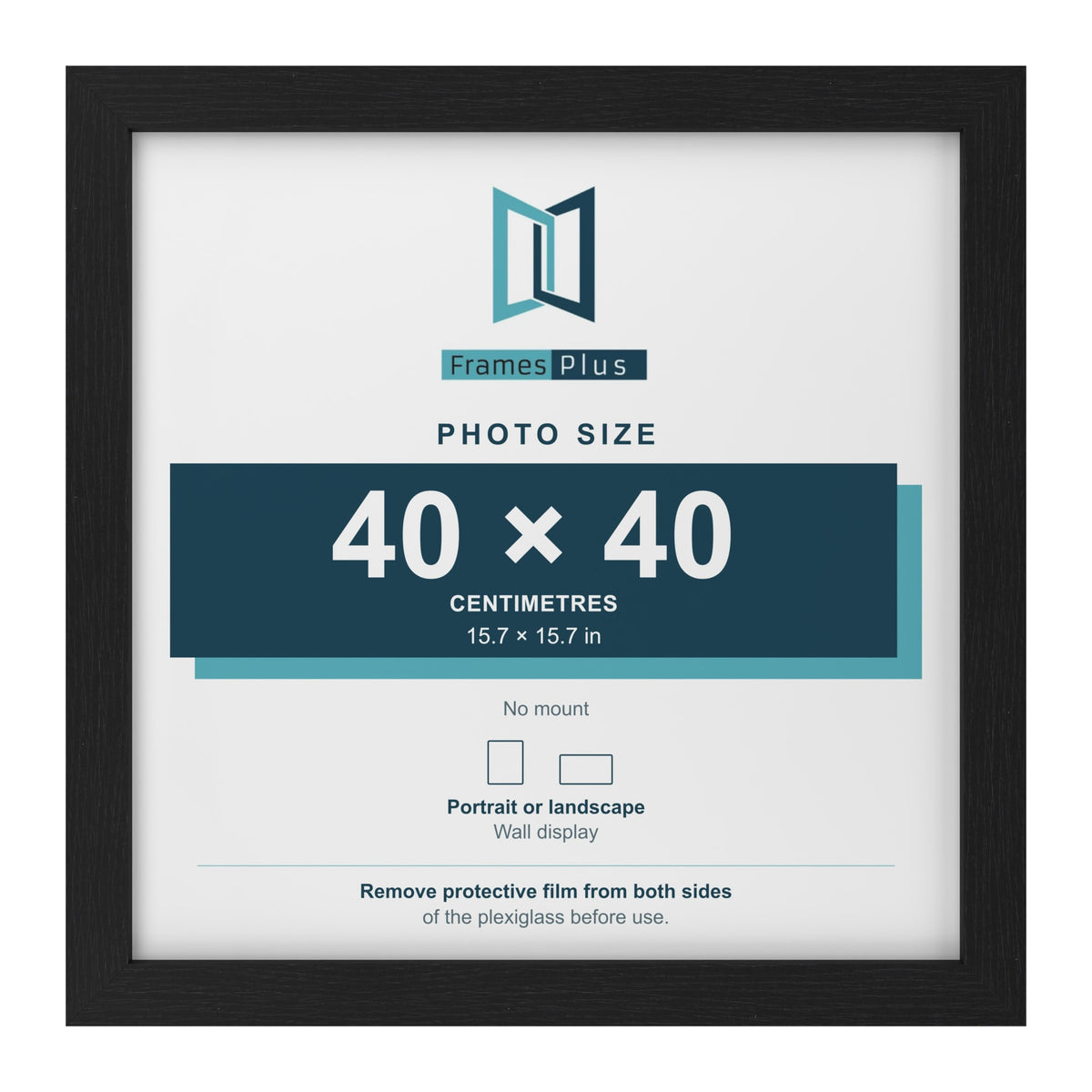 Black picture frame for a 40 x 40 cm photo