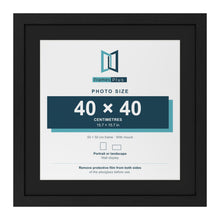 Black 50 x 50 cm picture frame with a black mount for a 40 x 40 cm photo