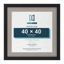 Black 50 x 50 cm picture frame with a Dawn Grey mount for a 40 x 40 cm photo