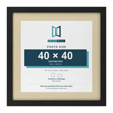 Black 50 x 50 cm picture frame with an ivory mount for a 40 x 40 cm photo