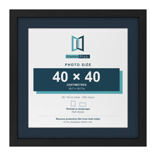 Black 50 x 50 cm picture frame with a Pacific Blue mount for a 40 x 40 cm photo