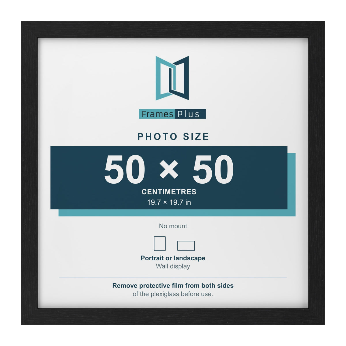 Black picture frame for a 50 x 50 cm photo