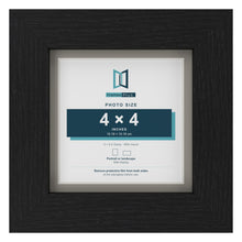 Black 5 x 5 inch picture frame with a Dawn Grey mount for a 4 x 4 inch photo