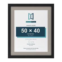 Black 60 x 50 cm picture frame with a Dawn Grey mount for a 50 x 40 cm photo
