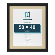 Black 60 x 50 cm picture frame with an ivory mount for a 50 x 40 cm photo