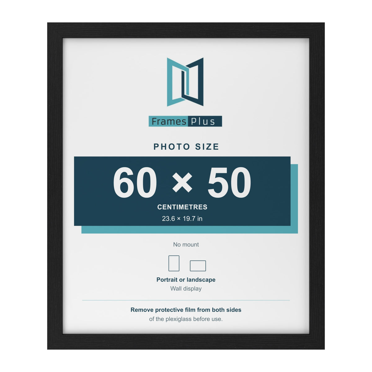 Black picture frame for a 60 x 50 cm photo